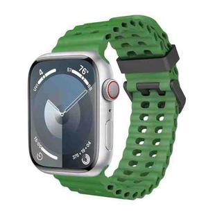 For Apple Watch SE 44mm Ocean Dual-Row Hole Silicone Watch Band(Alfalfa)