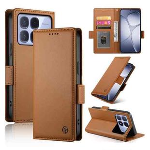 For Redmi K70 Ultra Side Buckle Magnetic Frosted Leather Phone Case(Brown)