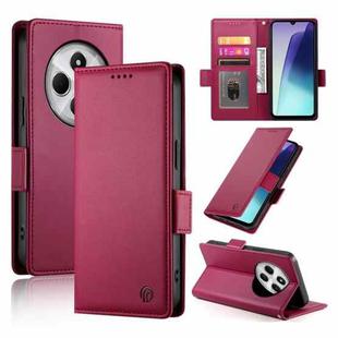 For Redmi 14C 4G Side Buckle Magnetic Frosted Leather Phone Case(Wine Red)