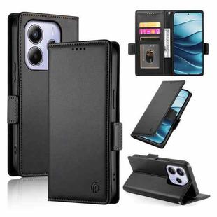 For Redmi Note 14 4G 163.25mm Global Side Buckle Magnetic Frosted Leather Phone Case(Black)
