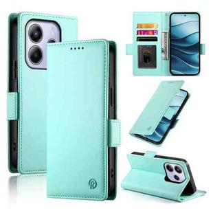 For Redmi Note 14 4G 163.25mm Global Side Buckle Magnetic Frosted Leather Phone Case(Mint Green)