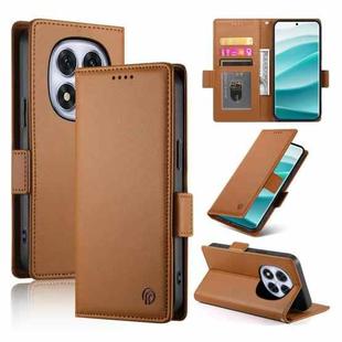 For Redmi Note 14 Pro 4G Side Buckle Magnetic Frosted Leather Phone Case(Brown)