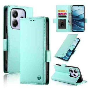 For Redmi Note 14 4G 164.84mm Side Buckle Magnetic Frosted Leather Phone Case(Mint Green)