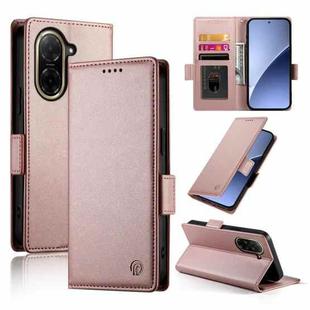 For Redmi A5 4G 171.7mm / Xiaomi Poco C71 Side Buckle Magnetic Frosted Leather Phone Case(Rose Gold)