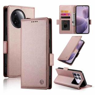 For Redmi K80 / K80 Pro Side Buckle Magnetic Frosted Leather Phone Case(Rose Gold)