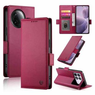 For Redmi K80 / K80 Pro Side Buckle Magnetic Frosted Leather Phone Case(Wine Red)