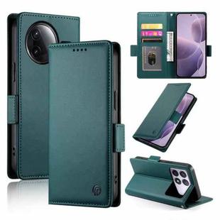 For Redmi K80 / K80 Pro Side Buckle Magnetic Frosted Leather Phone Case(Dark Green)