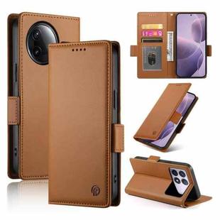 For Redmi K80 / K80 Pro Side Buckle Magnetic Frosted Leather Phone Case(Brown)