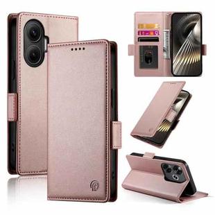 For Redmi  Turbo 4 Pro / Xiaomi Poco F7 Side Buckle Magnetic Frosted Leather Phone Case(Rose Gold)