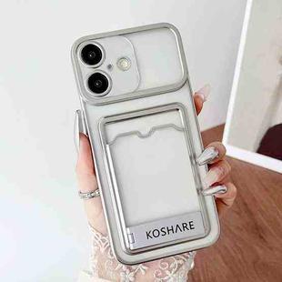 For iPhone 16 Electroplating Card Bag Holder TPU Phone Case(Silver)