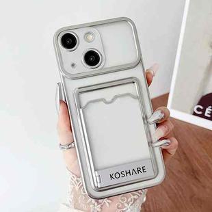 For iPhone 15 Plus Electroplating Card Bag Holder TPU Phone Case(Silver)