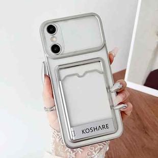 For iPhone X / XS Electroplating Card Bag Holder TPU Phone Case(Silver)