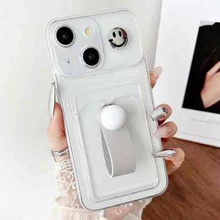 For iPhone 14 Electroplating Card Bag Ring Holder TPU Phone Case(Transparent)