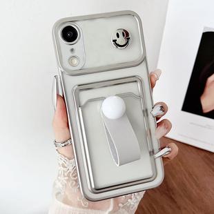 For iPhone XR Electroplating Card Bag Ring Holder TPU Phone Case(Silver)