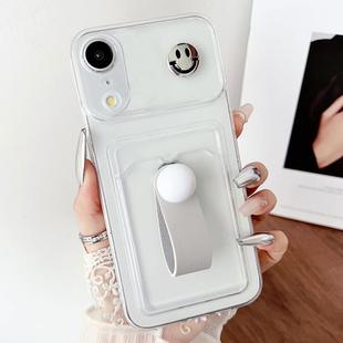 For iPhone XR Electroplating Card Bag Ring Holder TPU Phone Case(Transparent)