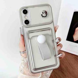 For iPhone XS Max Electroplating Card Bag Ring Holder TPU Phone Case(Silver)