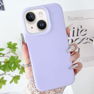 For iPhone 15 PC Hybrid Liquid Silicone Jelly Phone Case(Light Purple)