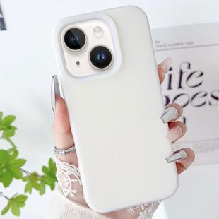 For iPhone 15 PC Hybrid Liquid Silicone Jelly Phone Case(White)