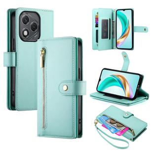For Honor 400 Lite Nine Card-slot Zipper Wallet Bag Leather Phone Case(Mint Green)