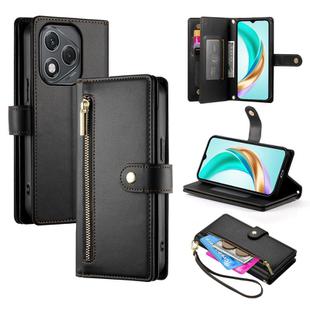 For Honor 400 Lite Nine Card-slot Zipper Wallet Bag Leather Phone Case(Black)