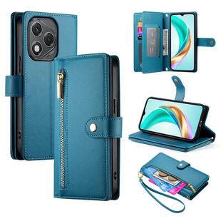 For Honor 400 Lite Nine Card-slot Zipper Wallet Bag Leather Phone Case(Blue)