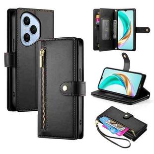 For Honor 400 Pro Global 160.8mm Nine Card-slot Zipper Wallet Bag Leather Phone Case(Black)