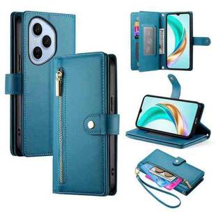 For Honor 400 Pro Global 160.8mm Nine Card-slot Zipper Wallet Bag Leather Phone Case(Blue)