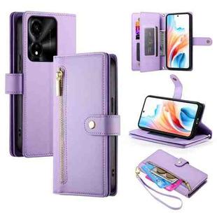 For Honor X5c Plus Nine Card-slot Zipper Wallet Bag Leather Phone Case(Purple)