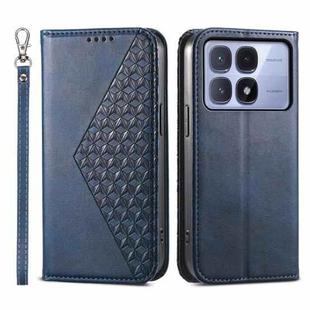 For Redmi K70 Ultra Cubic Grid Calf Texture Magnetic Leather Phone Case(Blue)