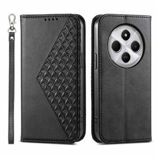 For Redmi 14C 4G Cubic Grid Calf Texture Magnetic Leather Phone Case(Black)