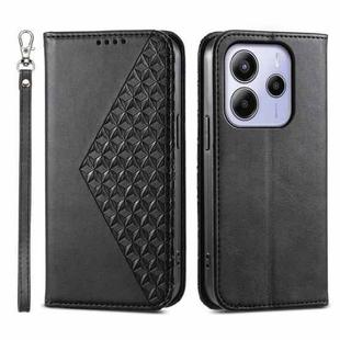For Redmi Note 14 4G 163.25mm Global Cubic Grid Calf Texture Magnetic Leather Phone Case(Black)
