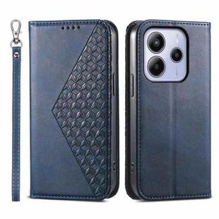 For Redmi Note 14 4G 164.84mm Cubic Grid Calf Texture Magnetic Leather Phone Case(Blue)