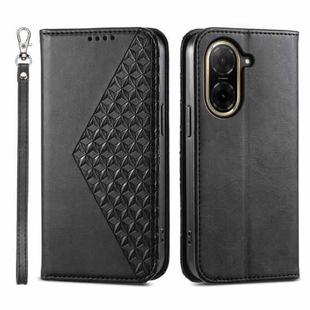 For Redmi A5 4G 171.7mm / Xiaomi Poco C71 Cubic Grid Calf Texture Magnetic Leather Phone Case(Black)
