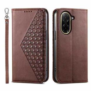 For Redmi A5 4G 171.7mm / Xiaomi Poco C71 Cubic Grid Calf Texture Magnetic Leather Phone Case(Brown)