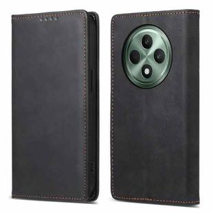 For OPPO Reno12 F 4G / 5G / F27 India Business Solid Color Magnetic RFID Leather Phone Case(Black)