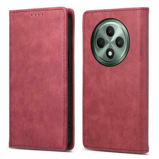 For OPPO Reno12 F 4G / 5G / F27 India Business Solid Color Magnetic RFID Leather Phone Case(Red)