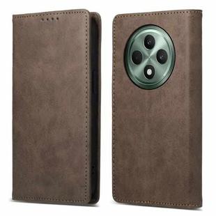 For OPPO Reno12 F 4G / 5G / F27 India Business Solid Color Magnetic RFID Leather Phone Case(Brown)