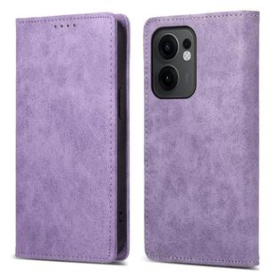 For OPPO Reno13 F 4G / 5G Business Solid Color Magnetic RFID Leather Phone Case(Purple)