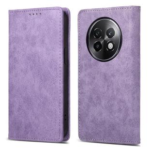 For Realme 13+ Business Solid Color Magnetic RFID Leather Phone Case(Purple)