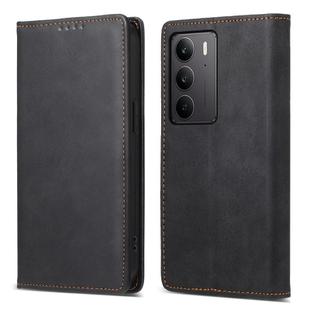For Realme C75 / Realme 14x Business Solid Color Magnetic RFID Leather Phone Case(Black)
