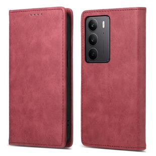 For Realme C75 / Realme 14x Business Solid Color Magnetic RFID Leather Phone Case(Red)