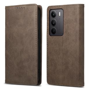 For Realme C75 / Realme 14x Business Solid Color Magnetic RFID Leather Phone Case(Brown)