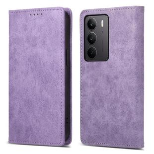 For Realme C75 / Realme 14x Business Solid Color Magnetic RFID Leather Phone Case(Purple)