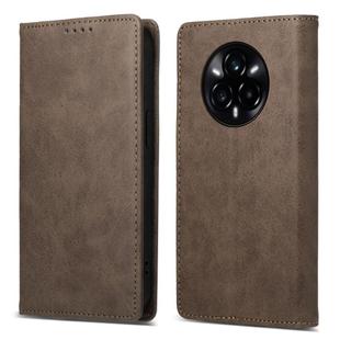 For Realme 14 Pro Business Solid Color Magnetic RFID Leather Phone Case(Brown)