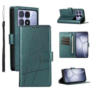 For Redmi K70 Ultra PU Genuine Leather Texture Embossed Line Phone Case(Green)