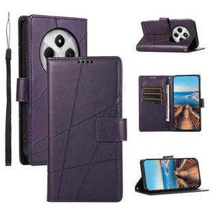 For Redmi 14C 4G PU Genuine Leather Texture Embossed Line Phone Case(Purple)