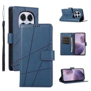 For Redmi Note 14 Pro 4G PU Genuine Leather Texture Embossed Line Phone Case(Blue)