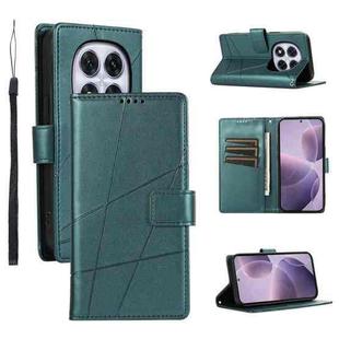 For Redmi Note 14 Pro 4G PU Genuine Leather Texture Embossed Line Phone Case(Green)