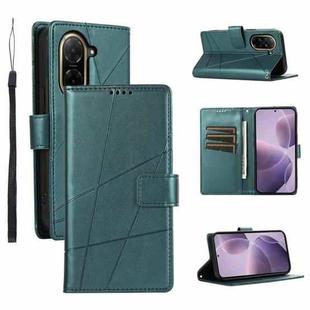 For Redmi A5 4G 171.7mm / Xiaomi Poco C71 PU Genuine Leather Texture Embossed Line Phone Case(Green)