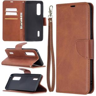 For OPPO Find X2 Pro Retro Lambskin Texture Pure Color Horizontal Flip PU Leather Case, with Holder & Card Slots & Wallet & Lanyard(Brown)